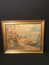 Ancienne Peinture Française Aquarelle " Gabriel Griffon " Antiquités, Voir