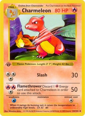 Unlimited - Charmeleon - 024/102 - Base Set (Shadowless) - LP