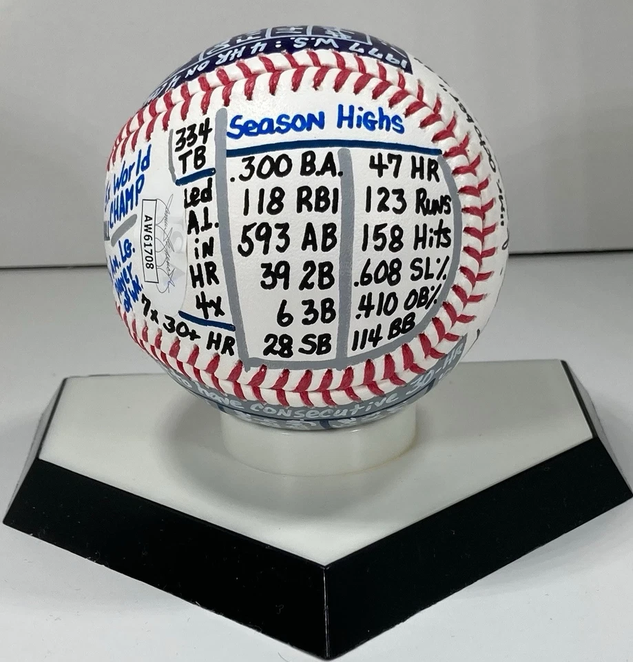 Reggie Jackson NY Yankees Signed Hand Painted VCBC Superstats Baseball JSA COA - Image 2 of 4