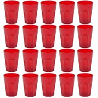 20X Kunststoffbecher Rot Trinkbecher Plastik Trink-GläSer Mehrweg 0,25L