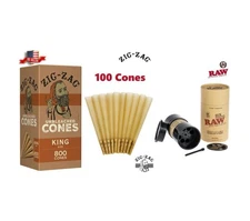 zig zag KING size unbleached cone(100PK)+raw KING size six 6 cone shooter