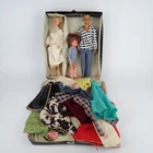 Vintage 1962 Barbie Case With Barbie, Ken, Small Doll & Clothes