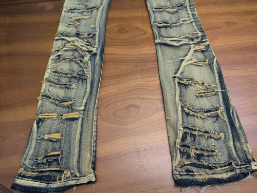 NEW TAKER PREMIUM 29x38 Slim Fit Stretch Ripped Distressed Stacked Flare Jeans - Picture 15 of 17