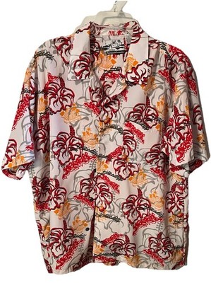 Pineapple Connection Mens Hawaiian Floral Shirt Button Down Sz Large T33