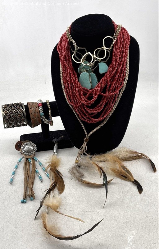 10 Piece Southwest Inspired Boho Statement Faux Stone Jewelry Set .9 lbs