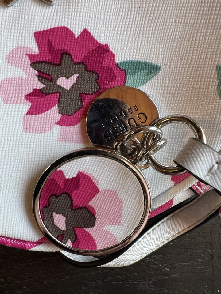 Guess Poppy Floral Shoulder Bag Logo Pink, Fuschia, White With Cheetah Lining - Image 2 of 4