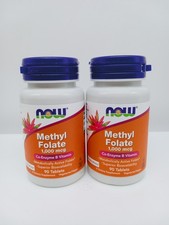 2-Pack NOW Foods Methyl Folate 1,000 mcg 90 Tablets Co-Enzyme B 01/28EXP