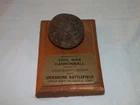 Civil War Cannonball, With plaque