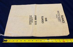 1990 US MINT GIDC Canvas Bank Bag, $50 Cents Coins, Empty