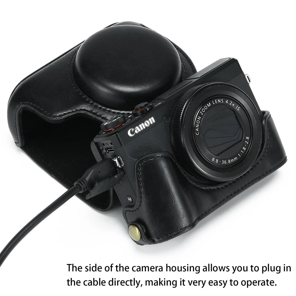 Funda de cuero PU para bolsa Canon Powershot G7X Mark III/II DSLR Foto 3 de 4