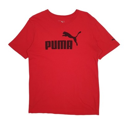 PUMA Red T Shirt Tee Short Sleeve Cotton Mens S