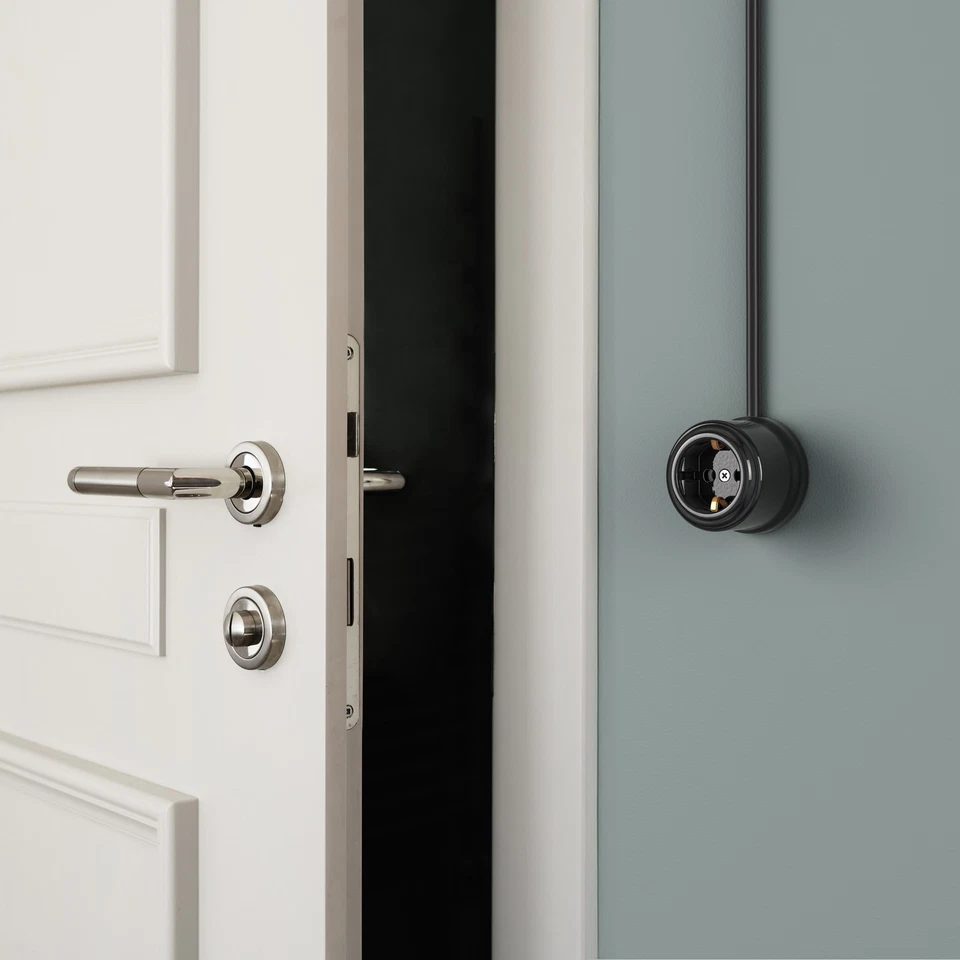 Aufputzsteckdose Porzellan PORS, weiß glänzend, rund, ⌀ 65 mm - Bild 2 von 4