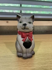 Vintage Artmark Tabby Cat Potpourri Set Candle Holder Cute Pretty Heart Animals