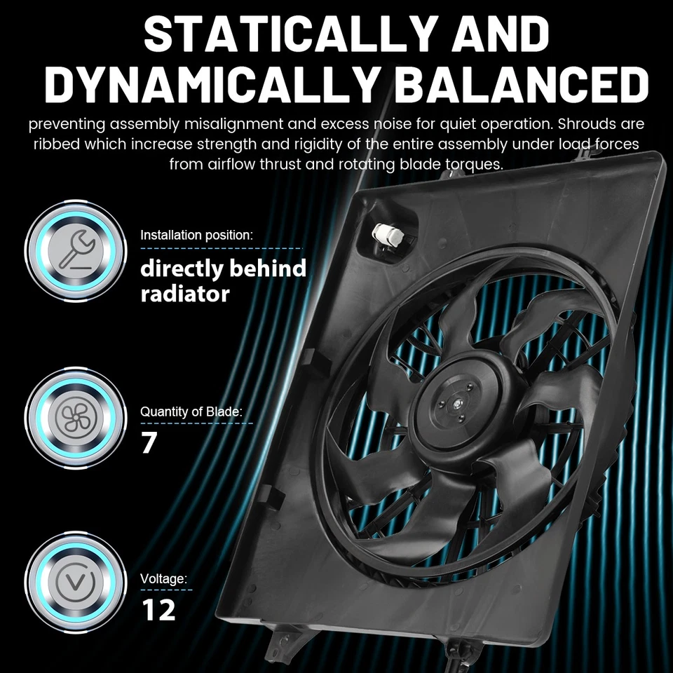 Radiator Cooling Fan Assembly Fit 2011-2013 Hyundai Sonata 12-13 Kia Optima 2.4L Foto 4 de 4