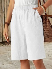 Ladies Holiday Elastic Waist Casual Summer Shorts Pants Womens Beach Trousers UK