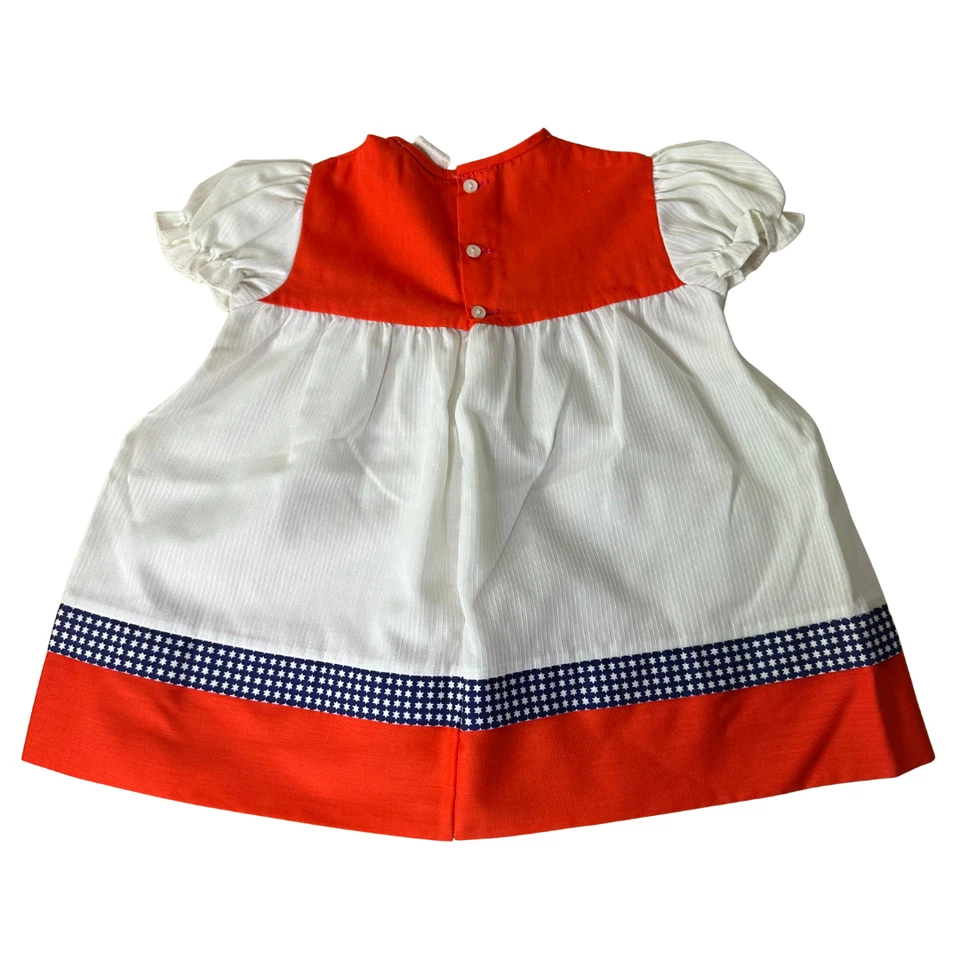Vestido Bebé Nannette Vintage Ancla Náutica Estrellas Hecho en EE. UU. Talla 2T Foto 2 de 4
