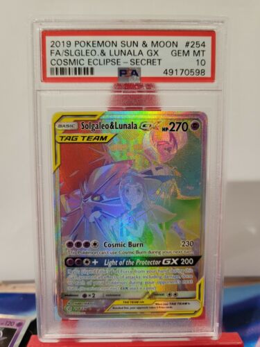 Pokémon Cosmic Eclipse Solgaleo & Lunala & Lillie GX Secret Rare 254/236 PSA 10! - Picture 1 of 6