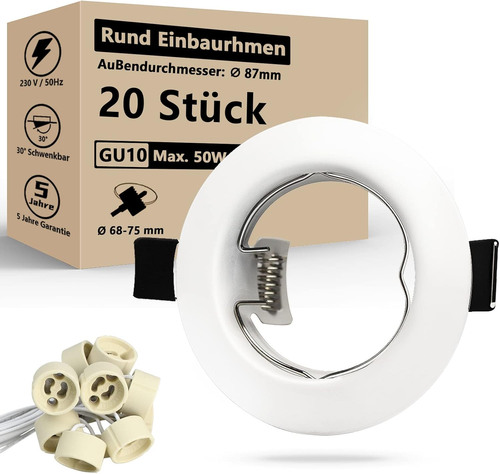 Hibay LED Einbaustrahler 230V Set GU10 Deckenspots Rund Weiß Einbauspot Rahmen 6 - Bild 12 von 12
