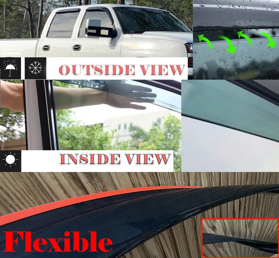Fit 2008-2018 Dodge Grand Caravan Window Visors Sun Vent Rain Guard Shade Smoked Foto 4 de 4