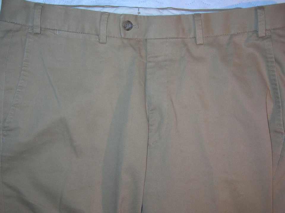 Hiltl de Alemania Color Tostado Oscuro Algodón FF Pantalones de Vestido 34 x 30 (P76) Foto 2 de 4