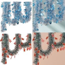 Christmas Tinsel Garland 5.9 ft Festival Holiday Railing Hanging Garland