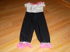 Child Size Medium 7-8 Dance Costume Cropped Pantsuit Black White Pink Unitard