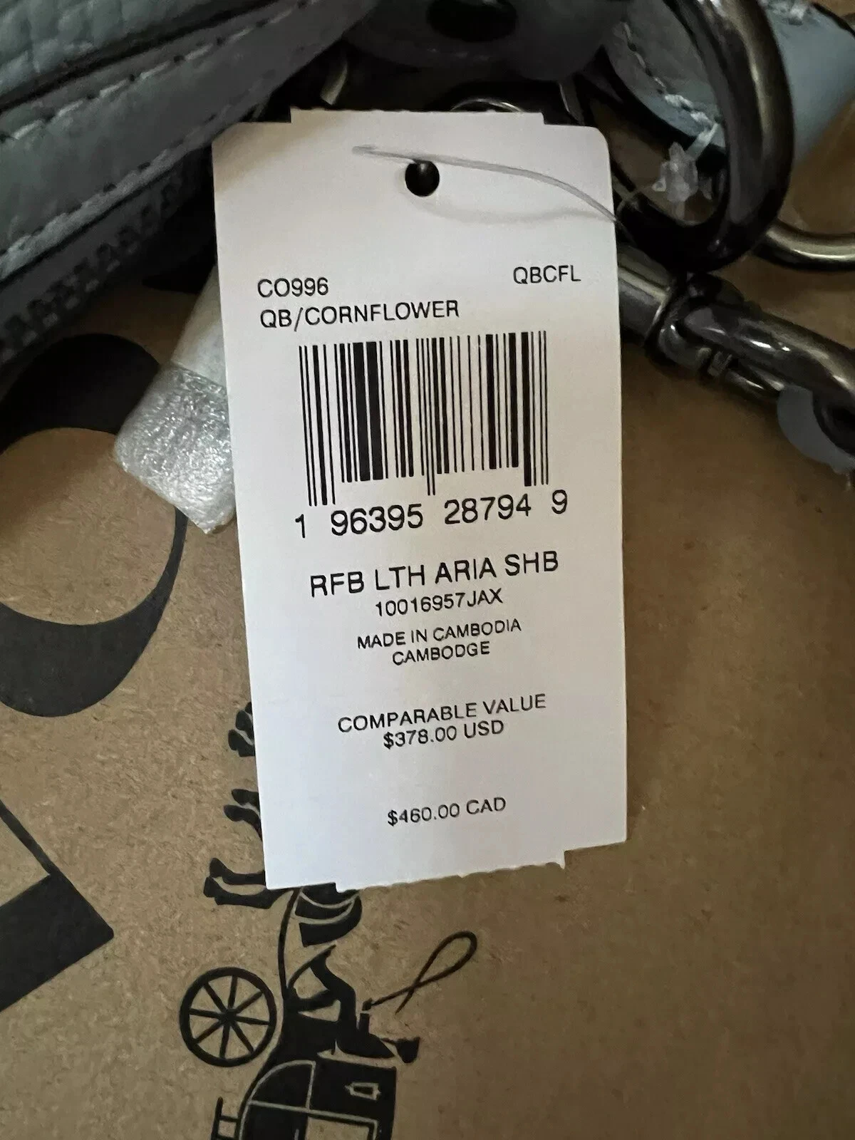 Borsa a tracolla Coach CO996 Aria nuova con etichette pelle di ciottoli fiordaliso donna QBCFL blu