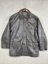 Vintage J Crew Size XL 90s Y2K Brown Leather Quilted Lined Jacket Coat Heavy Dad