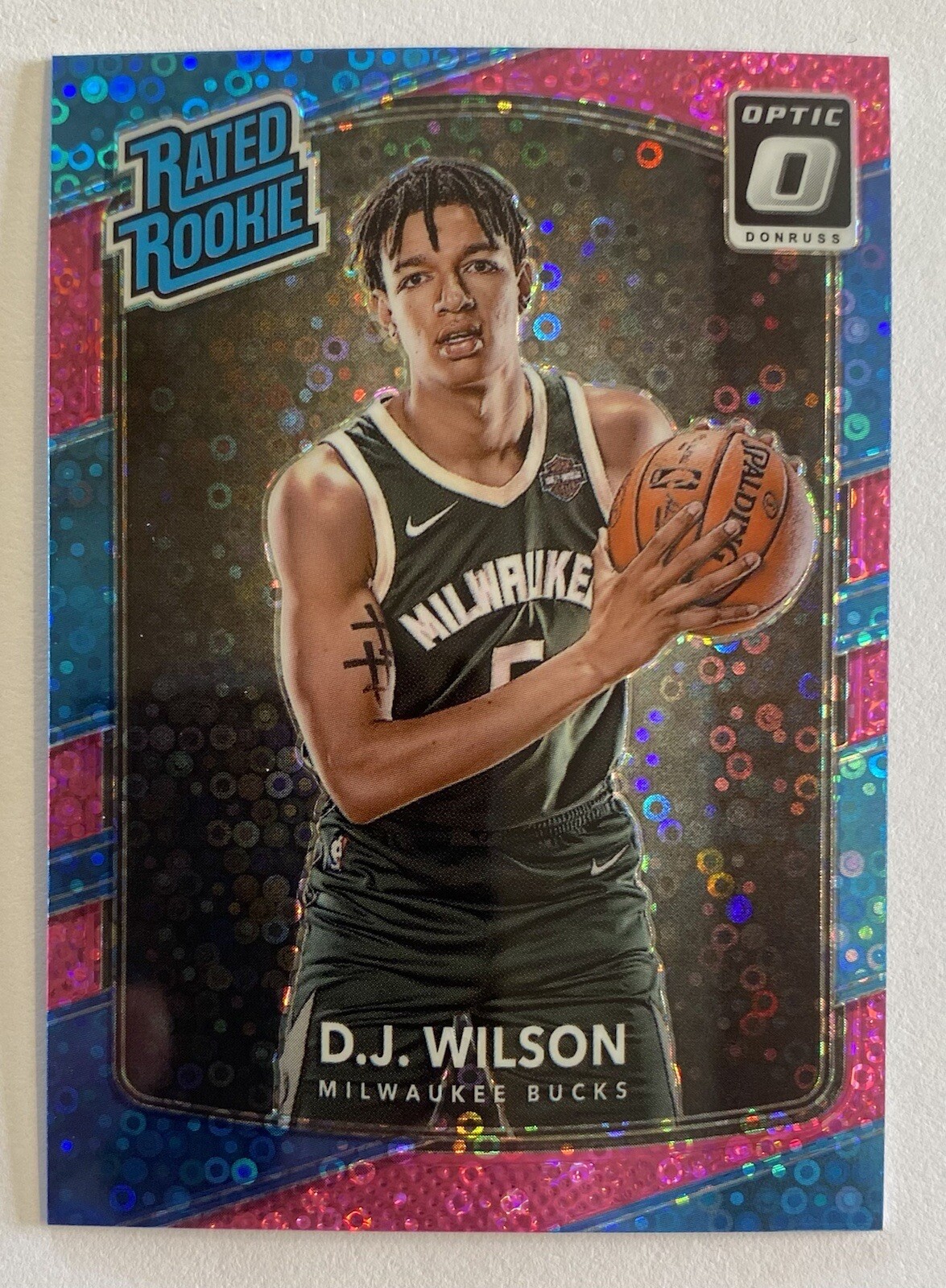 2017-18 Optic DJ Wilson Pink Disco SSP #d /20 Prizm Refractor Rookie RC Raptors