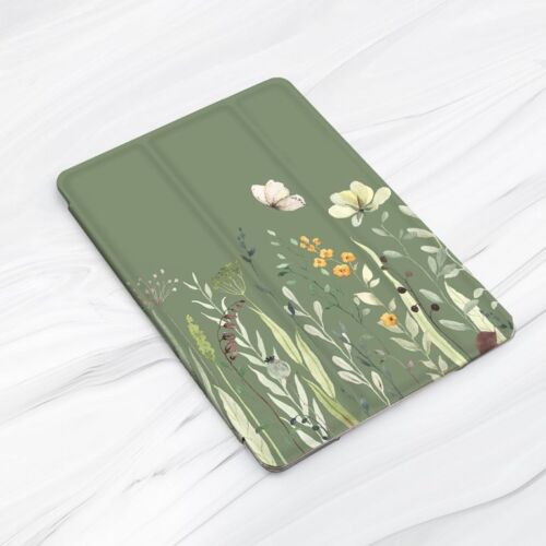 Wildflowers Floral Sage Green Case For iPad 10.2 Air 3 4 5 Pro 9.7 11 12.9 Mini - Picture 3 of 6