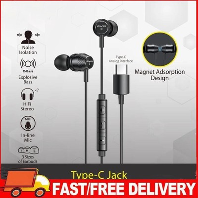 AWEI TC-5 USB C kabelgebundene In-Ear-Kopfhörer mit Mikrofon-Lautstärkeregelung