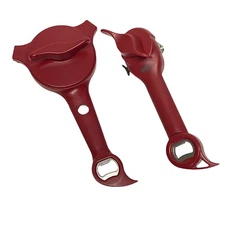 Kuhn Rikon 5-in-1 Can Opener & Jar Bottle Opener Set of 2 NEW RED