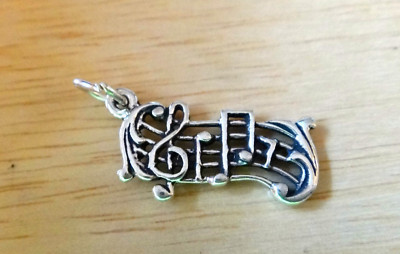 12x20mm Musical Staff Notes Sheet Music Sterling Silver Charm