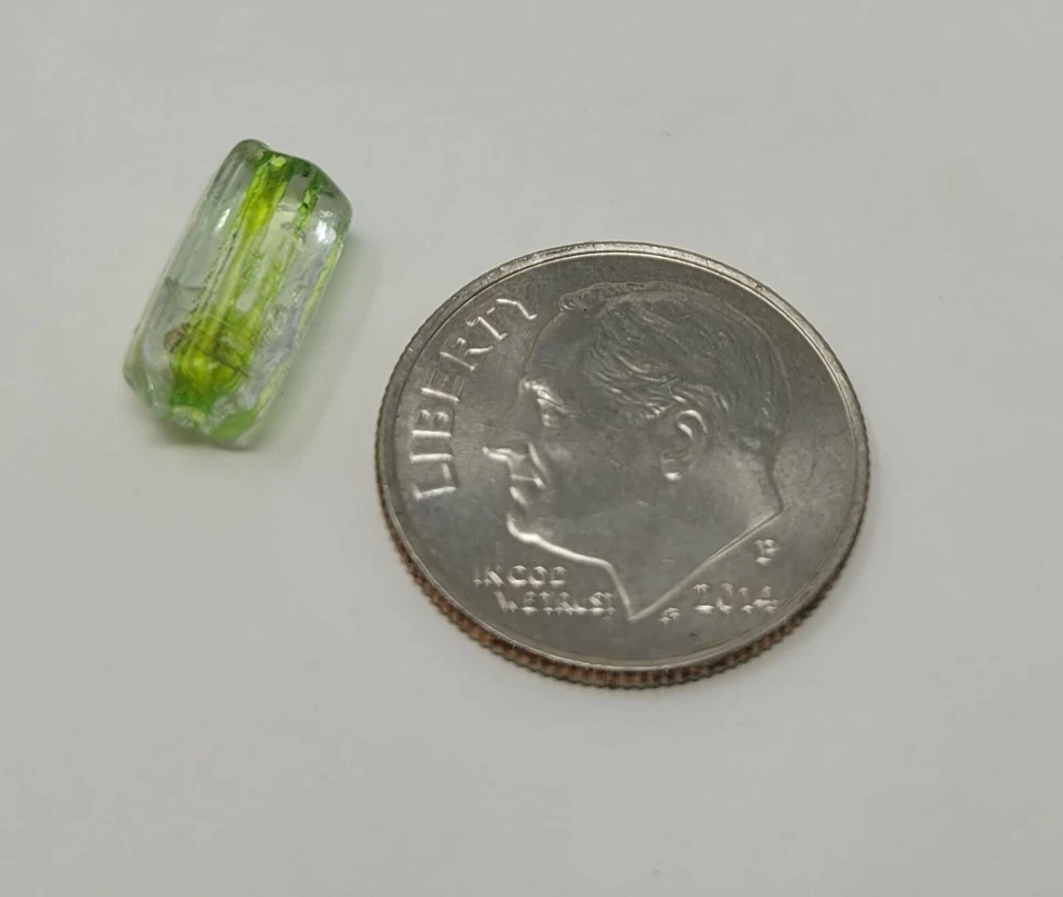 50 Pcs Transparent Lime 10mm Faceted Tube Small Glass Craft Jewelry Beads VTG - Image 2 of 3