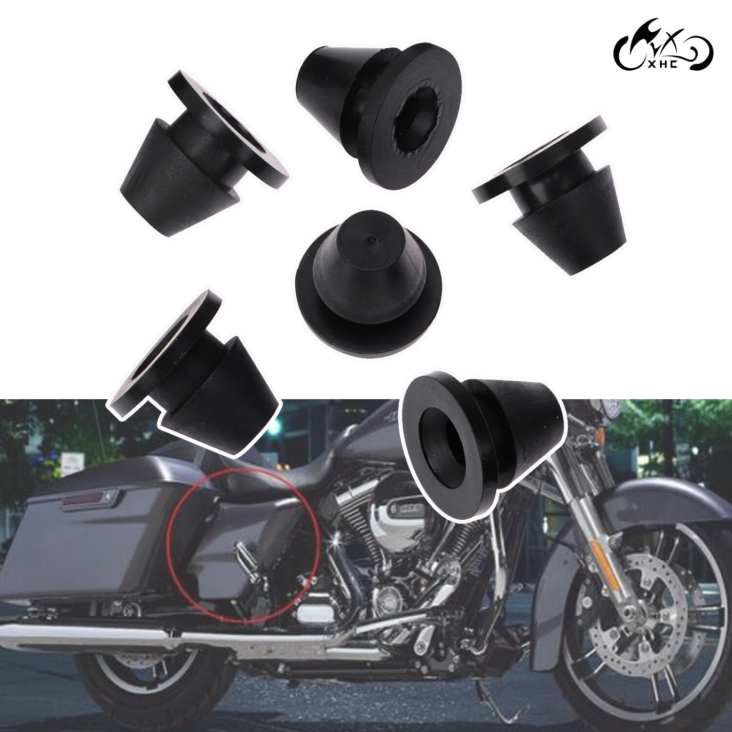 6 Pcs Black Rubber Side Cover Grommets For Harley Touring Glide Road King 08-23
