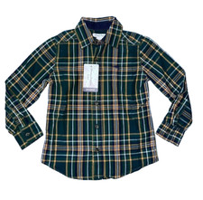 NWT Boys TOMMY BAHAMA KIDS Green Plaid Long Sleeve Button Up ShirtL 10/12