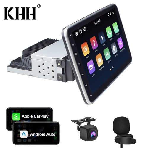 Single 1 DIN Rotatable 10.1'' Android 13 Touch Screen Car Stereo Radio GPS Wifi