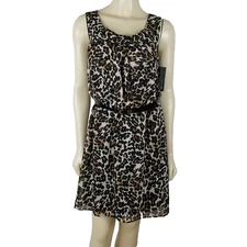 AB Studio sleeveless elastic waist mini leopard print dress size S