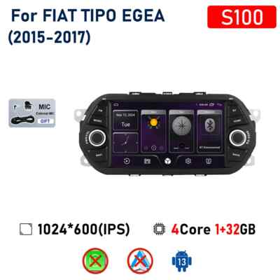 Android 15-17 Screen For Fiat Tipo Egea GPS Carplay Car Radio Multimedia Player