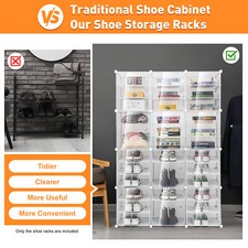 12-Tier Shoe Rack Organizer Stackable Closet 36 Pairs Shoes Box Storage Cabinet