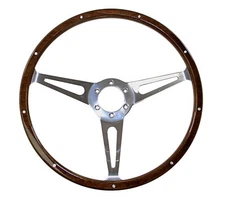 CJ Classics Steering Wheel 15” 6-Bolt Wood Grain with Slotted Spokes