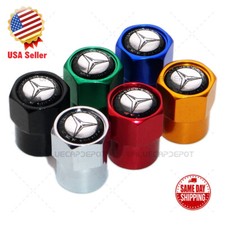 Hex Mercedes Logo Emblem Car Wheels Tire Air Valve Caps Stem Dust Cover Sport