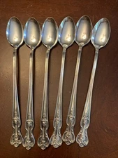 SET  Of 6 Wm Rogers Mfg Extra Plate Magnolia Silver 1951 Original Ice Tea Spoons