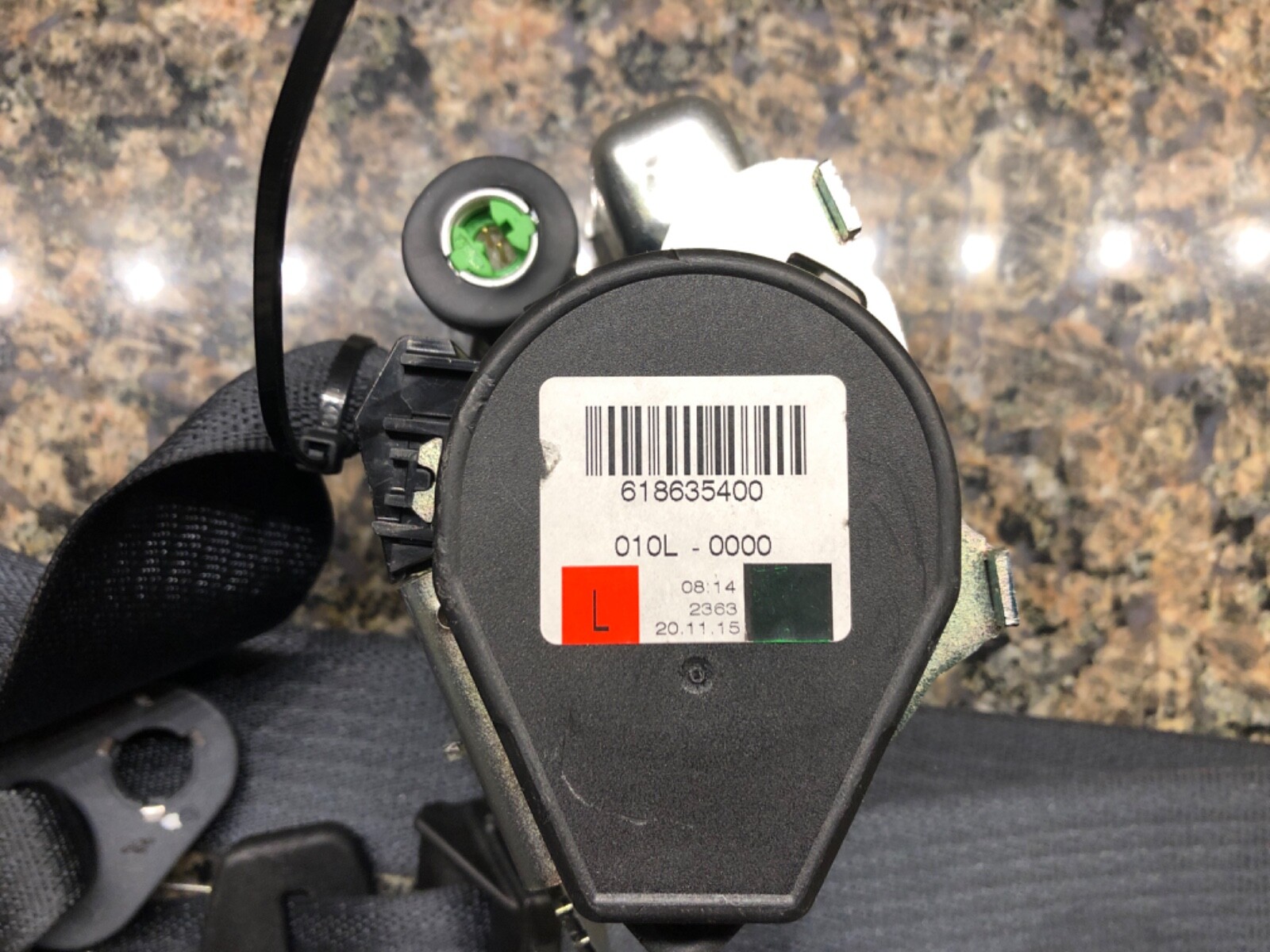 McLaren 650s Spider RH Right Front Driver Side Seat Belt, Black, Used