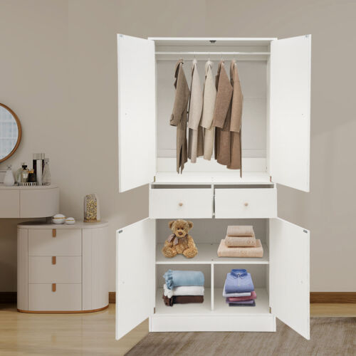 Storage Cabinet 180cm/70.87” Tall Clothes Cabinet Storage Organizer With 4 Doors