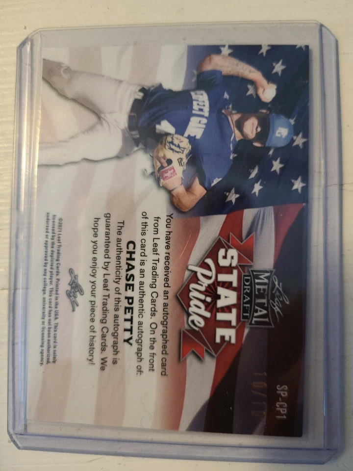 2021 Leaf Metal Draft CHASE PETTY purple crystals autograph-10/10-Twins - Image 2 of 2