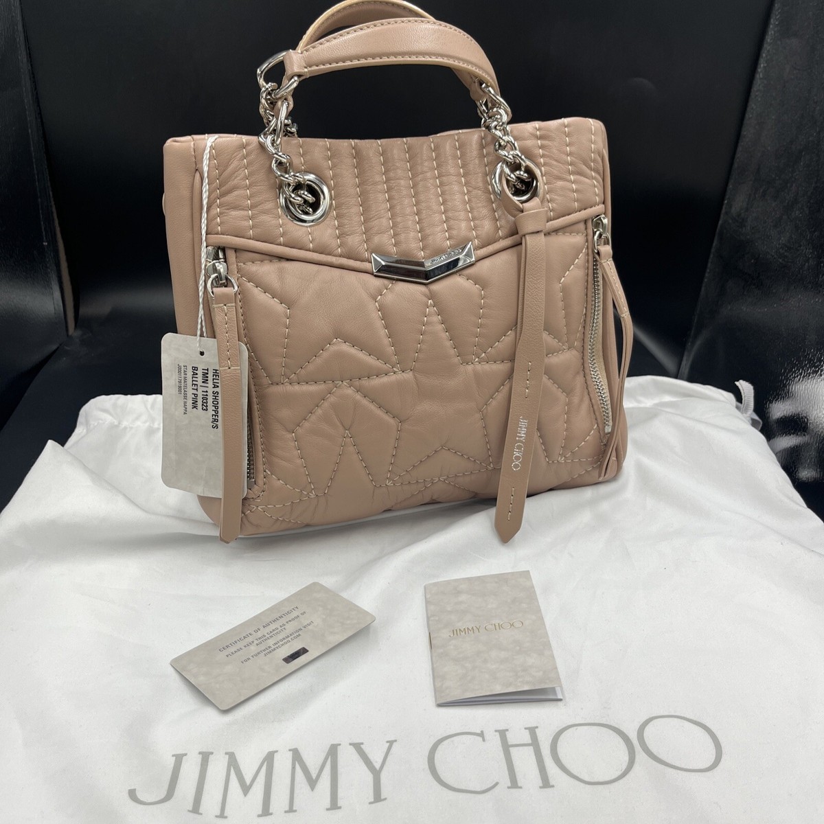 JIMMY CHOO Helia Ballet Pink Leather Shopper Small Top Handle Bag Rrp £795
