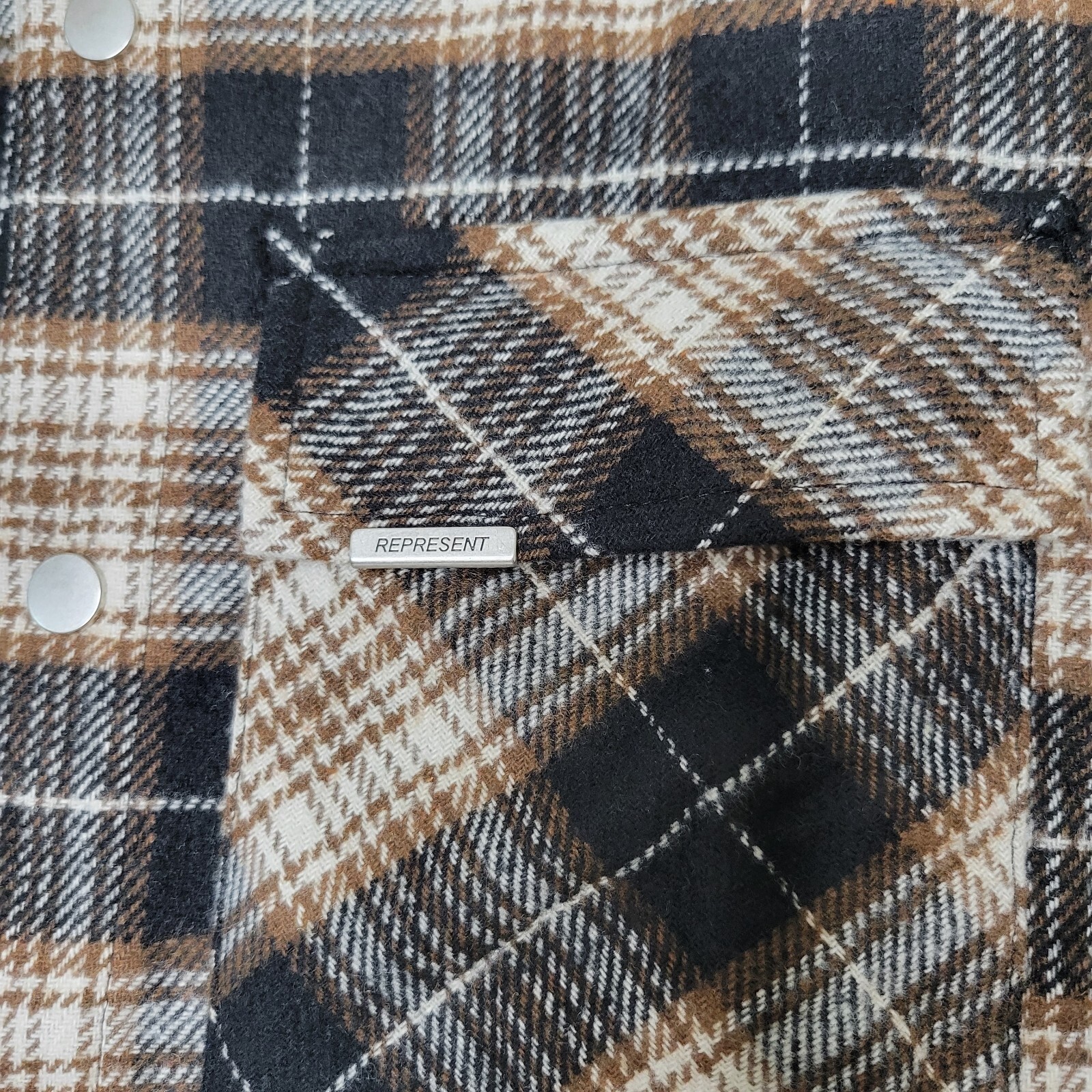 Represent Flannel Shirt Black/brown Button Down C… - image 4