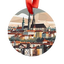 BRNO CZECH REPUBLIC Cubist Style, Personalized Round Acrylic Ornament
