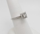 1/2CT Natural Princess Diamond Halo Engagement Wedding Ring 14K White Gold Band